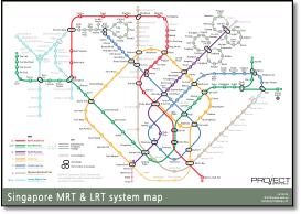 Singapore MRT & LRT train / rail map